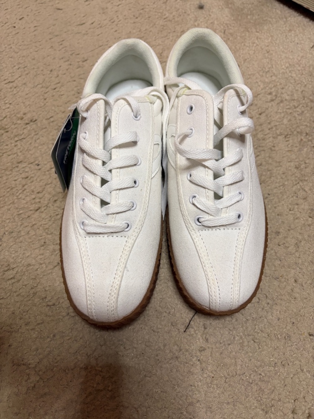 Tretorn White Canvas Sneakers with Gum Sole